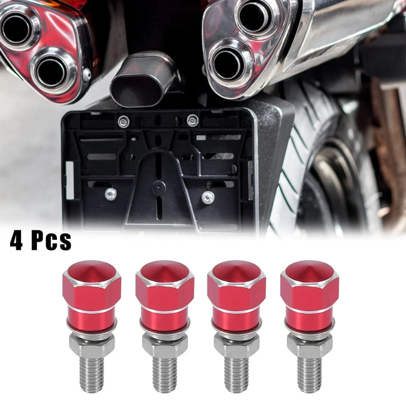 4pcs Universal Motorcycle License Plate Frame Bolts Screw CNC Aluminum Red