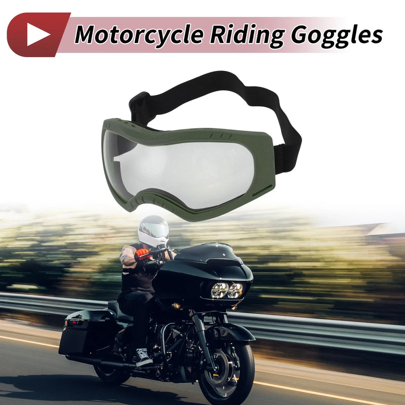 Motorcycle Motorcycle Riding Goggles / Clear Lens Green Frame PC PU