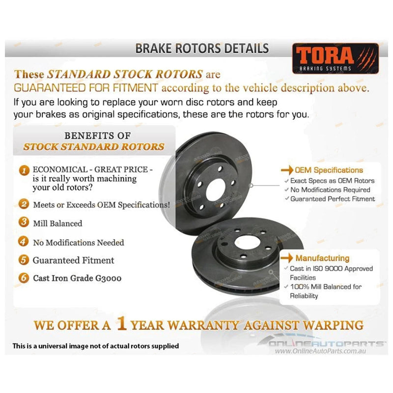 Toyota Corolla ZRE152 ZRE153 ZRE182 2 x Front Disc Brake Rotors (2007–2017)