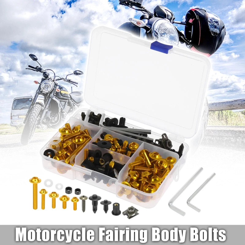 Suzuki Kawasaki BMW 195pcs Motorcycle Fairing Bolts Gold Tone