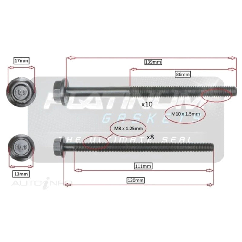 Ford Transit VM 4-cyl 2.2L QVFA Engine Cylinder Head Bolt Set (2006-2012)