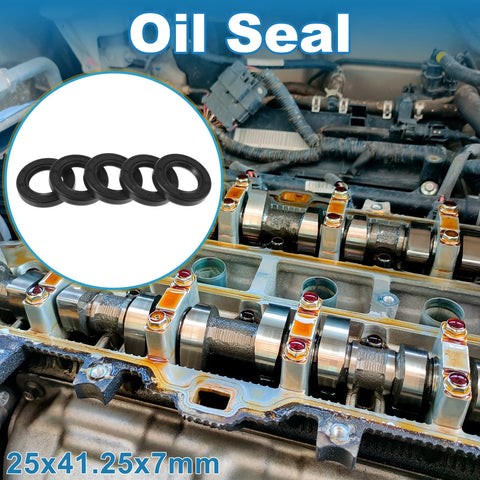 Oil Seal 25x41.25x7mm Rotary Shaft Seal Black Nitrile Rubber 5 Pcs