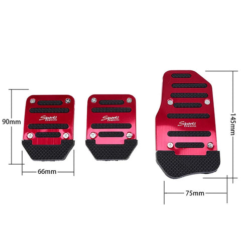 Car Accessories Red Non-Slip Gas Brake Foot Pedal Pad Cover (3 x Pieces)