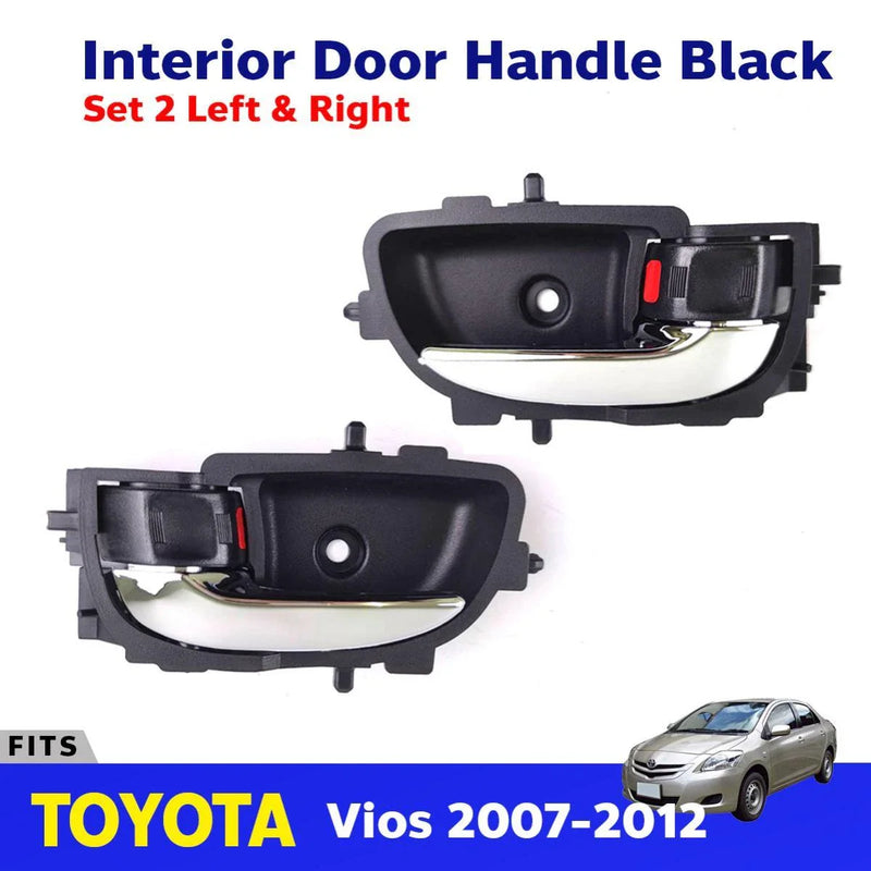 Interior Door Handle BK/CH Pair L+R Fits Toyota Vios Yaris 4D Sedan 2007-12 D06