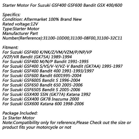 Suzuki GSF400 / GSF600 / GSX 400 / 600 Electric Starter Motor (1991-1995)