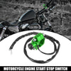 Motorcycle Engine Start Stop Switch w/ Green Mounting Backplate Black Button