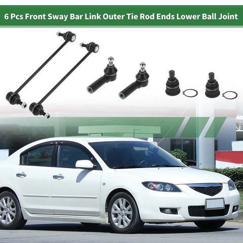 Mazda Tribute 6pcs Front Suspension Kit Outer Tie Rod Ends (2001-2007)