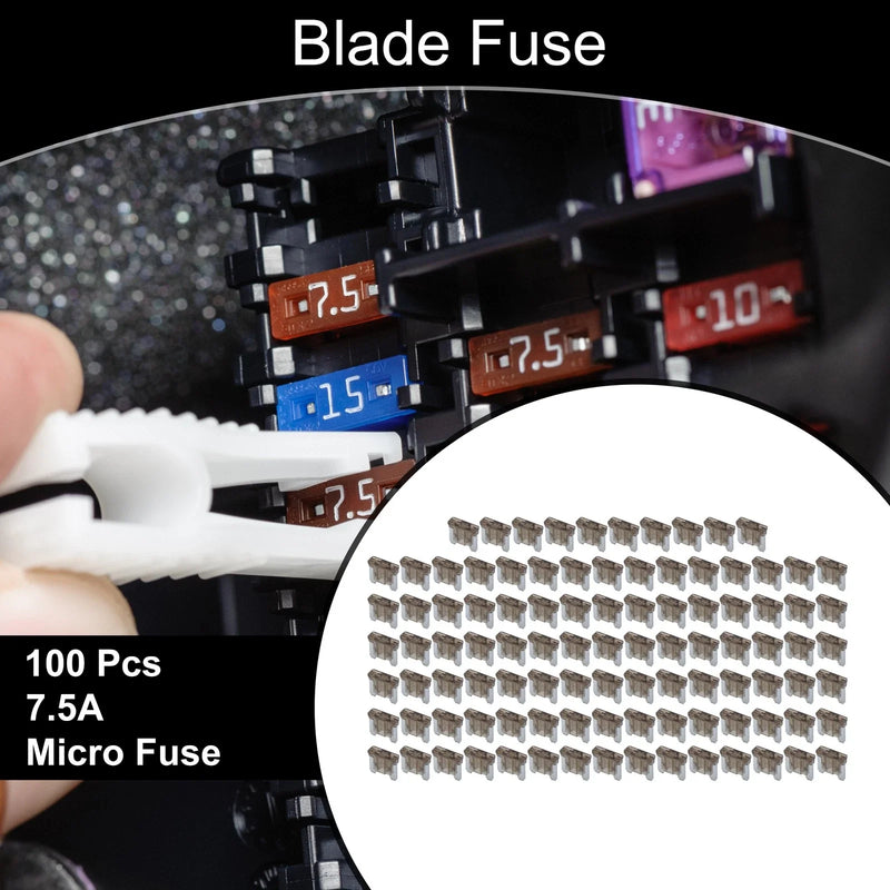 Car Boat Truck RV Motorcycle 100 Pcs Micro Fuse 7.5A Blade Fuse