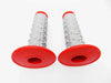 Honda CR80 Red Grey Diamond Handlebar Grip Set