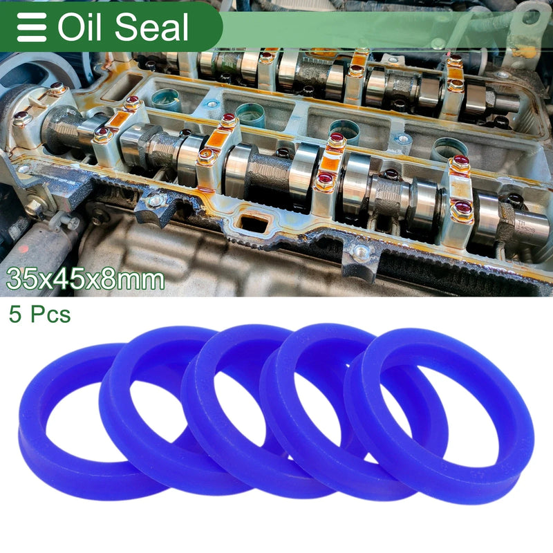 MakeModel Oil Seal 35x45x8mm Rotary Shaft Seal TPU Blue 5 Pcs