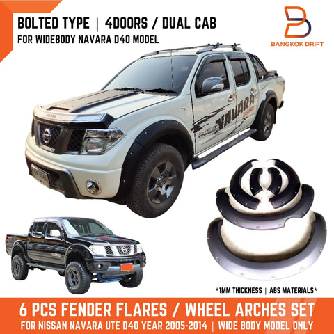 Nissan Navara D40 Widebody 4-Door Dual Cab Black Fender Flare Arch