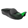 Harley Street Road Glide Black Green Driver Passenger Gel Seat (2009-2023)