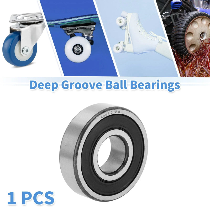 Scooter Skateboard Wheel 6304DDU Deep Groove Ball Bearings 20x52x15mm
