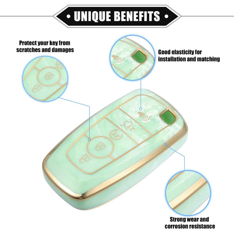Ford Smart Key (Compatible) - Green Key Fob Cover 5 Button