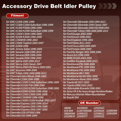 GMC Chevrolet Ford Toyota Accessory Drive Belt Idler Pulley