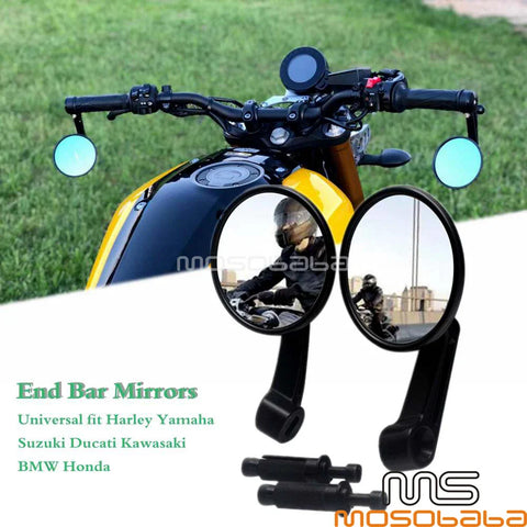 Harley, Yamaha, Honda, Suzuki, Ducati, Kawasaki Handlebar End Rear View Mirrors