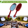 Motorcycle Rear View Mirrors Oval Shape Handlebar Mirrors Red Aluminum