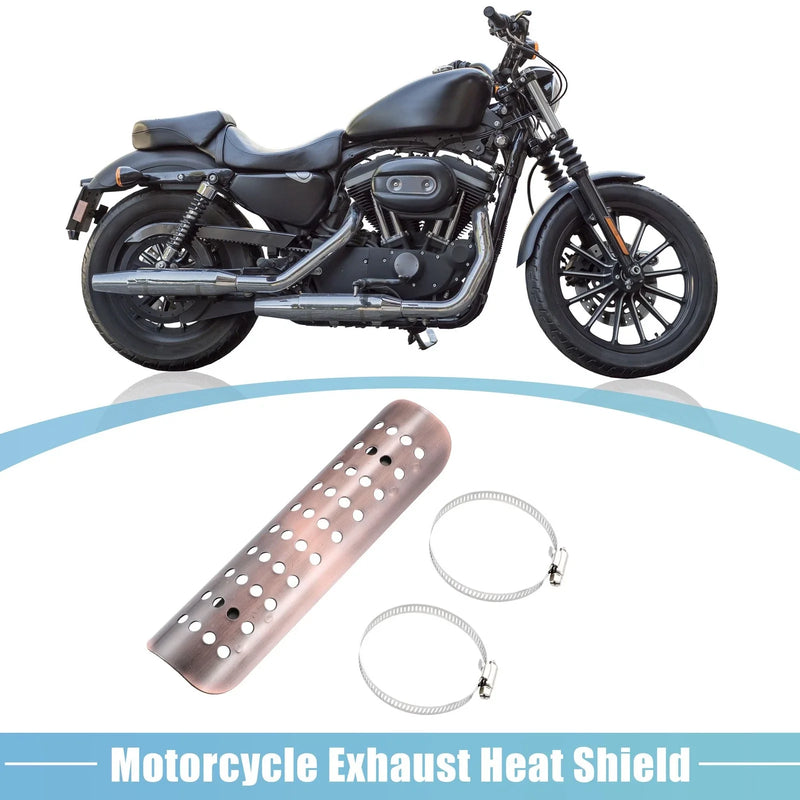 Motorcycle 1 Set / Exhaust Pipe Heat Shield with 20mm-70mm Clamps Copper Tone