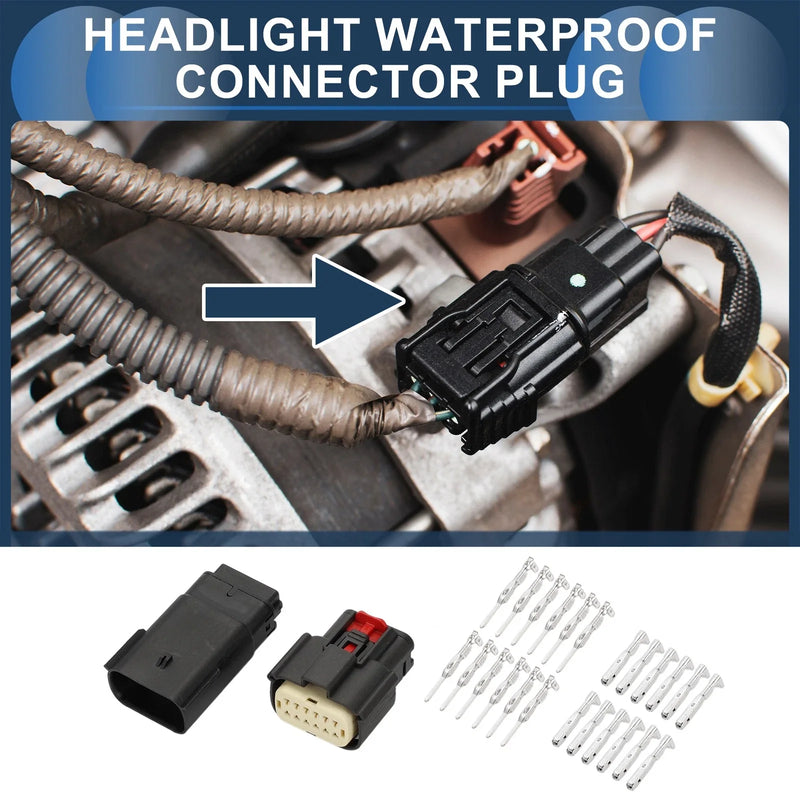 Buick 12 Pin Headlight Waterproof Connector Plug 1 Set