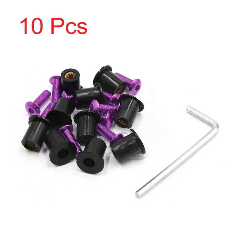 Motorcycle Windscreen 10 x M5 x 15mm Nut Bolt Screws