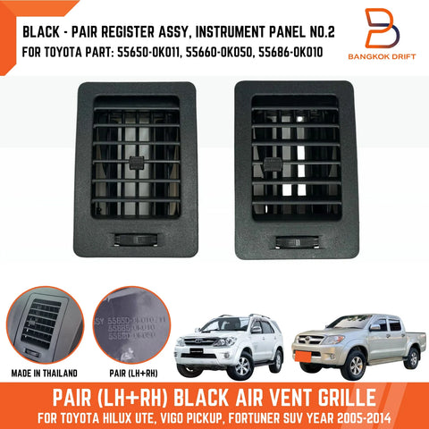 TOYOTA HILUX UTE VIGO BLACK  LH+RH AIR A/C VENT GRILLES (2005-2014)