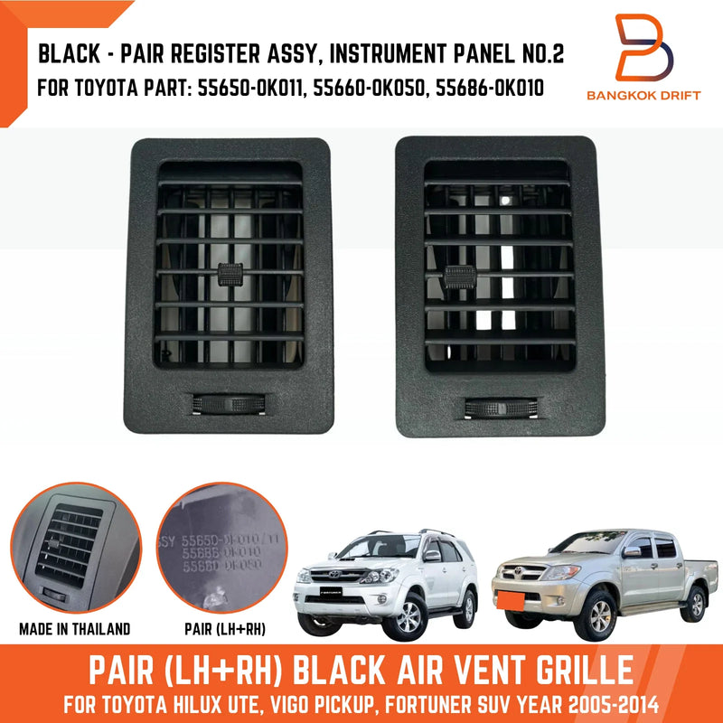 TOYOTA HILUX UTE VIGO BLACK  LH+RH AIR A/C VENT GRILLES (2005-2014)