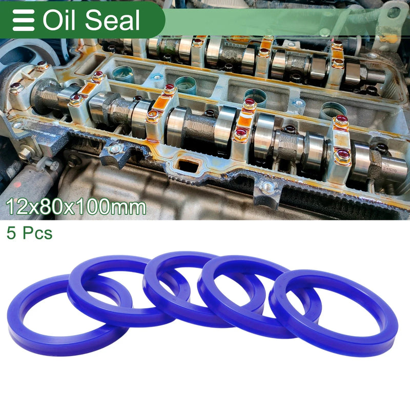 Car Oil Seal 5 Pcs Seal Ring Shaft Seal TPU 80x100x12mm Blue