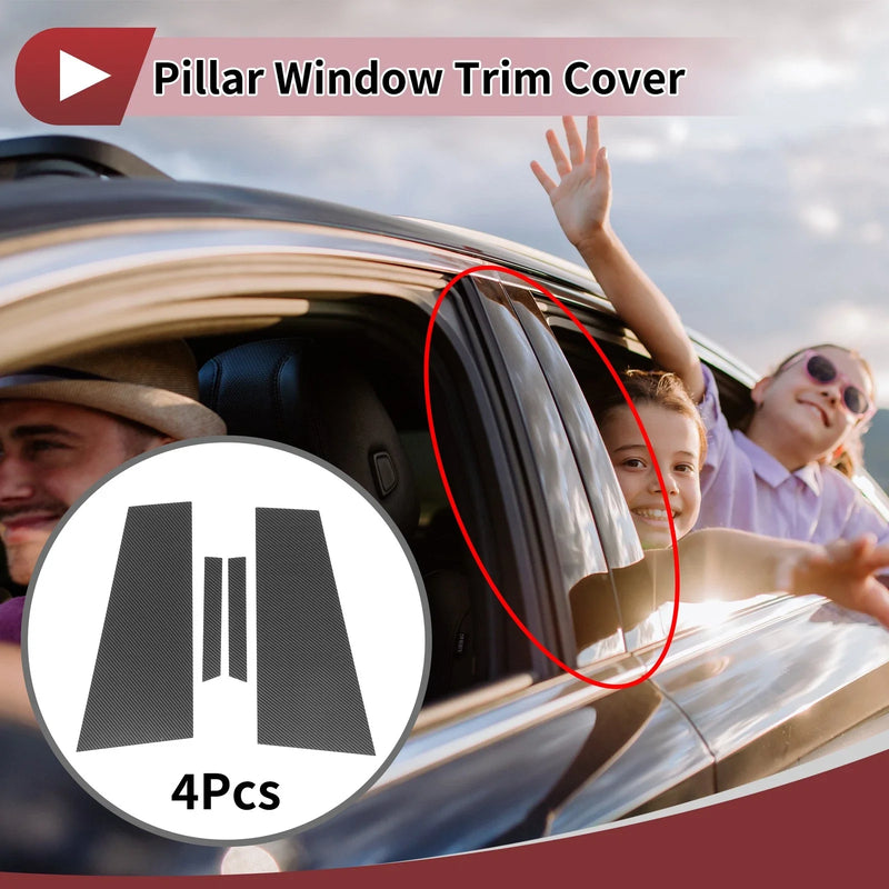 Mercedes-Benz CLS (2020-2023) Black Carbon Fiber 4 x Door Pillar Window Trim
