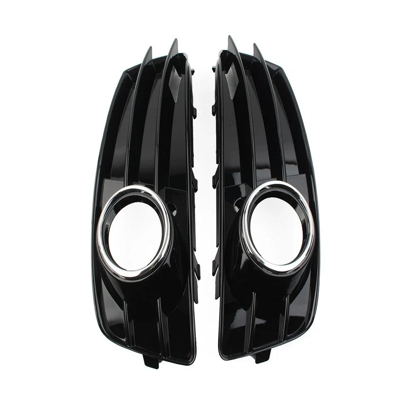 Audi A3 Front Bumper Fog Light Grille Covers with Chrome Ring (09-12)
