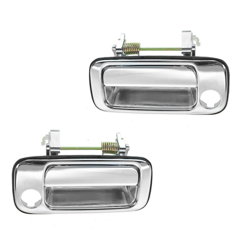 Door Handles Chrome Pair Front Outer Fits Toyota