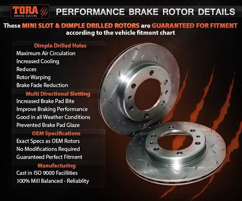 Challenger PB Front Slotted & Dimpled Disc Brake Rotors + 4WD Pads
