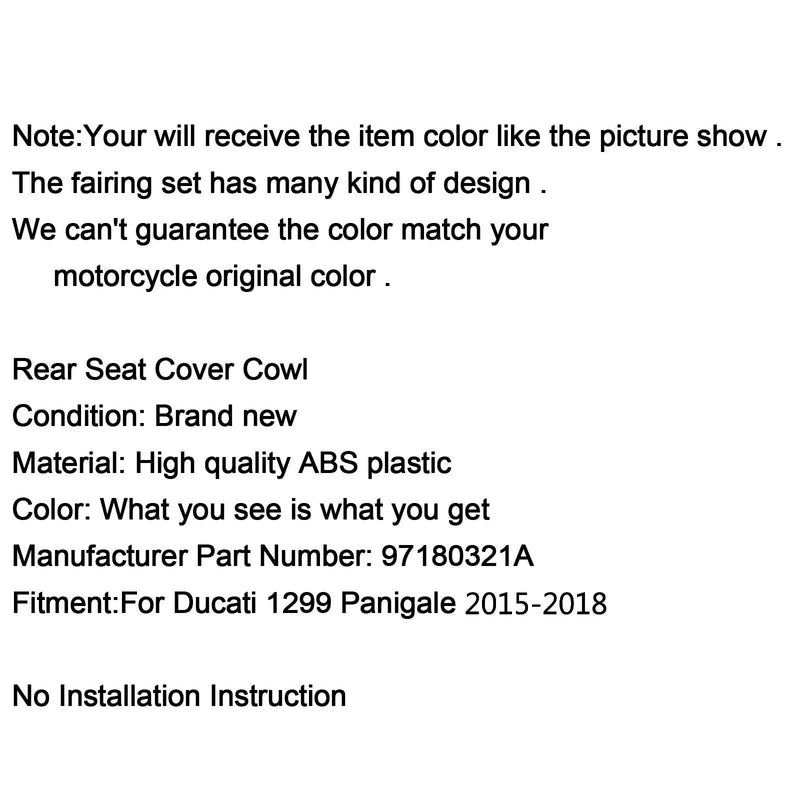 15-18 Ducati 1299 Panigale Rear Pillion Cover (2015-2018)