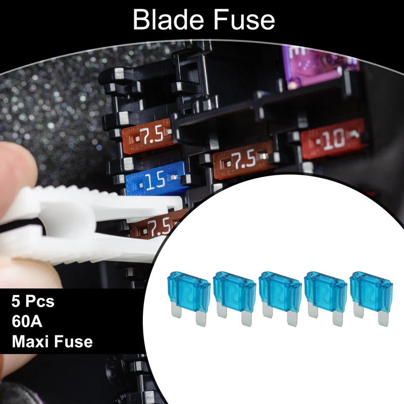 Car Boat Truck RV Motorcycle Blue 5 Pcs Maxi Fuse 60A Blade Fuse