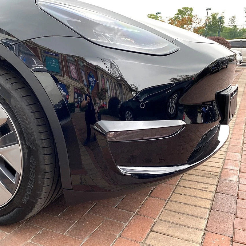 Tesla Model Y Black Front Bumper Side Canards Covers Trims (2020–2024)