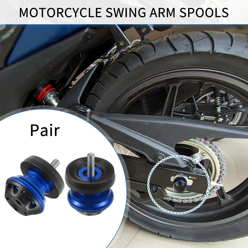Motorcycles Aluminum Alloy Blue Black 1 Pair Swingarm Spools 6mm M6x1.0
