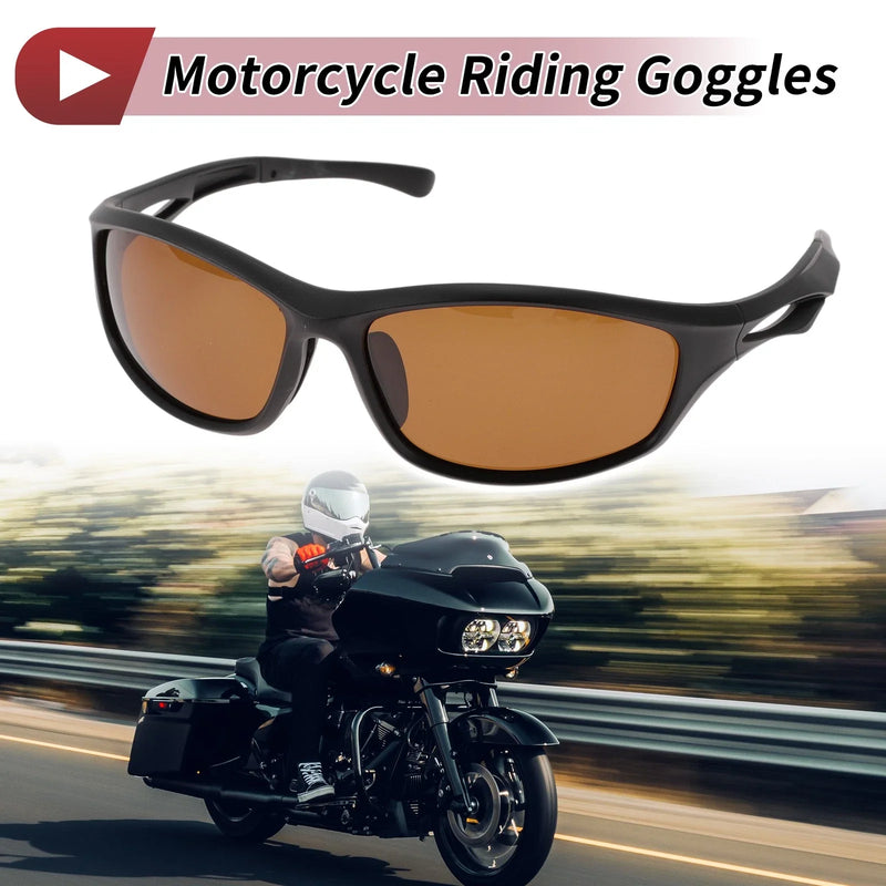 1 x Motorcycle Goggles Brown Lens Black Frame Tri-acetel Cellulose PC