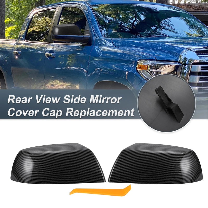Toyota Tundra Sequoia Rearview Mirror Cover Cap Black Carbon Fiber