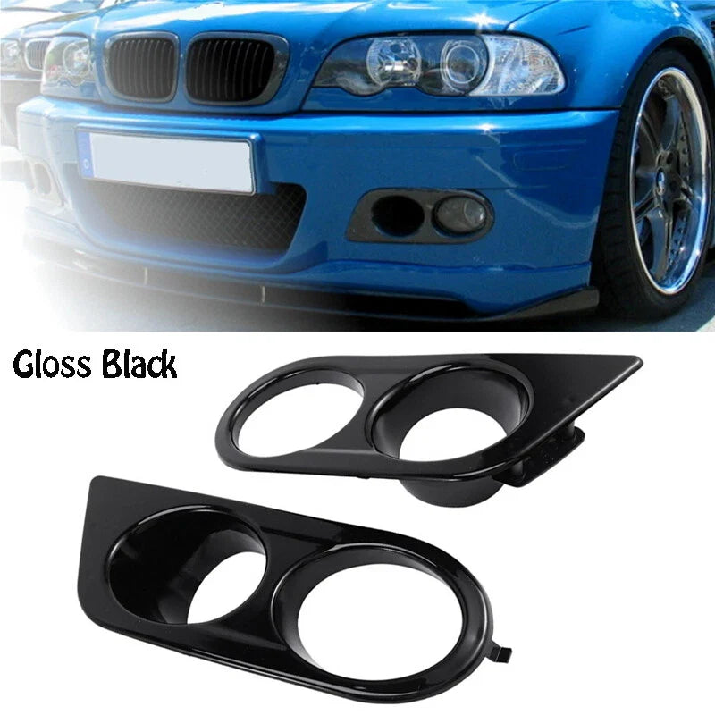 2001-2006 BMW E46 M3 Gloss Black Front Bumper Fog Light Covers (2001-2006)