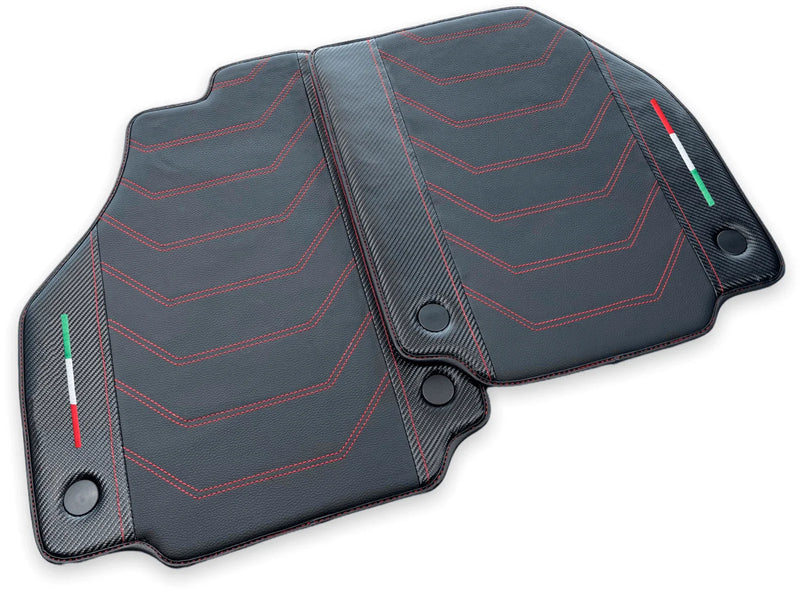 Ferrari 458 Italia (2010-2015) - Tailored Carbon Fiber Red Leather Floor Mats