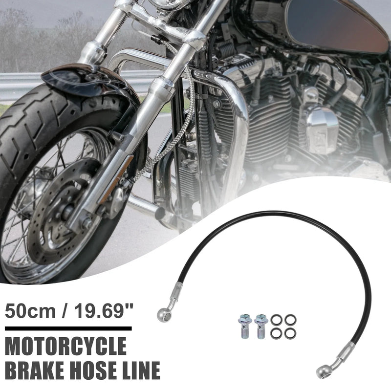 Motorcycle Hydraulic Brake Line Oil Pipe Black 1 Set Brake Hose 50cm