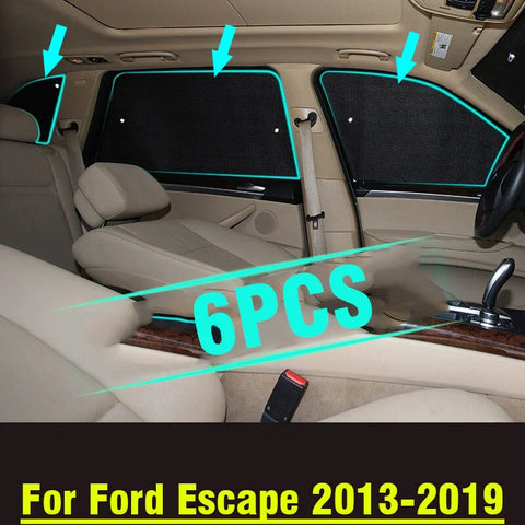 Ford Escape 6PCS Side Window Privacy Sunshade Black Silver (2013–2019)