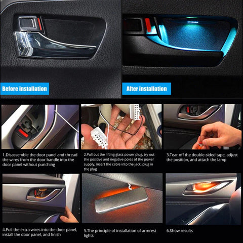 4 x Red Car Door Bowl Handle LED Ambient Lights