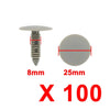 Honda 100pcs Gray Plastic Push Type Fasteners Clips
