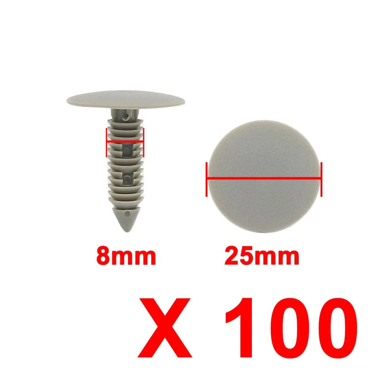 Honda 100pcs Gray Plastic Push Type Fasteners Clips