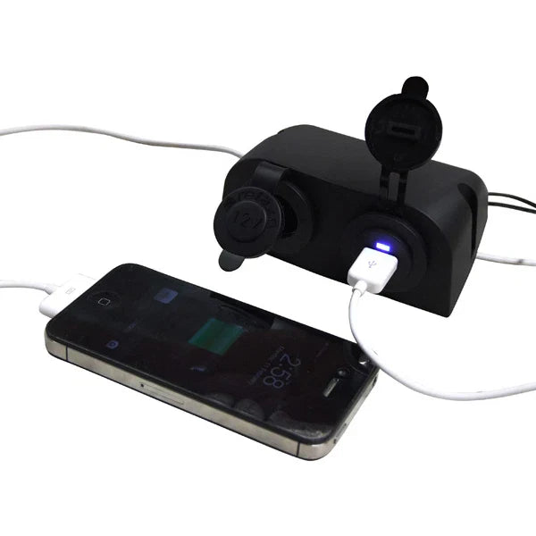 Boat / Caravan / 4WD 12/24V USB Charger Combo with Power Socket