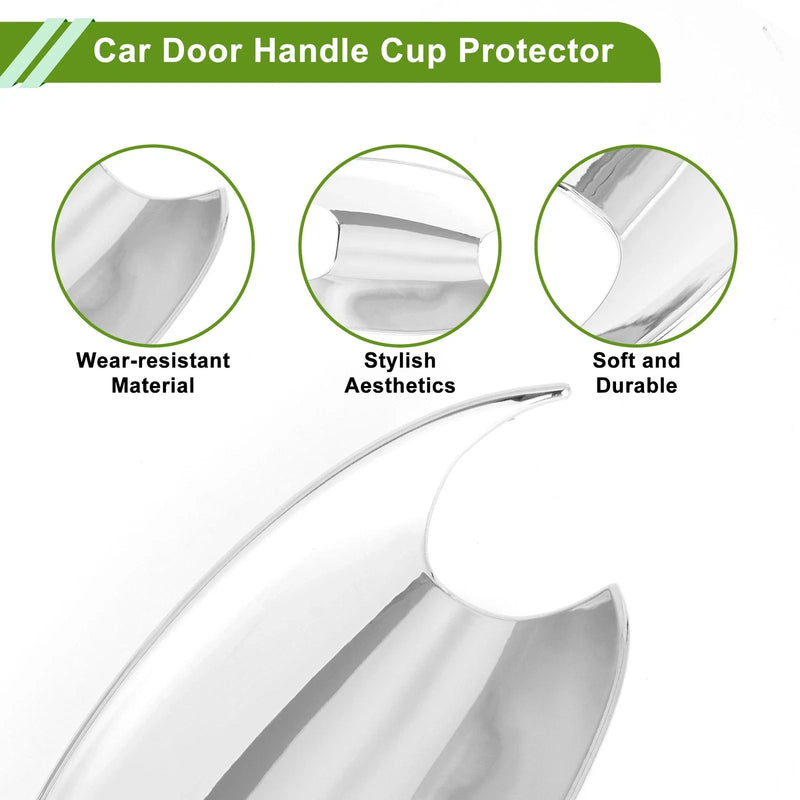 BMW X3 Car Door Handle Cup Protector 4 Pcs Chrome Silver Tone (2022-2023)