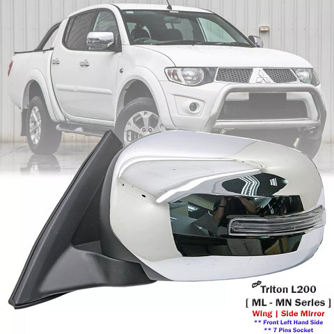 Mitsubishi Triton Front Left Chrome Electric Side Mirror w/ LED (05-14)