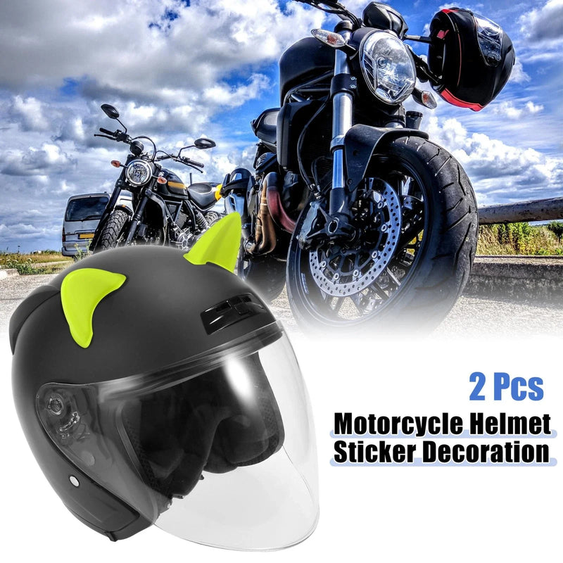 Motorcycle 2 x Cat Ears Style Stick On Helmet Decoration Accessories Green TPU