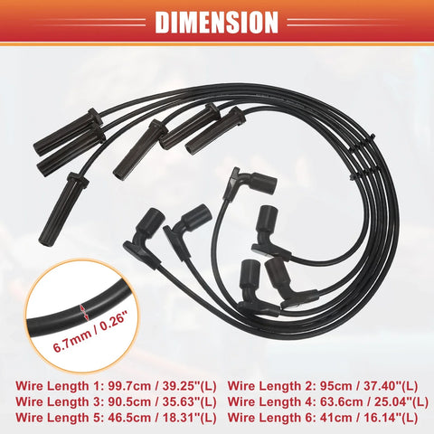 Chevrolet Uplander 6 x Spark Plug Wire Ignition Coil Cable