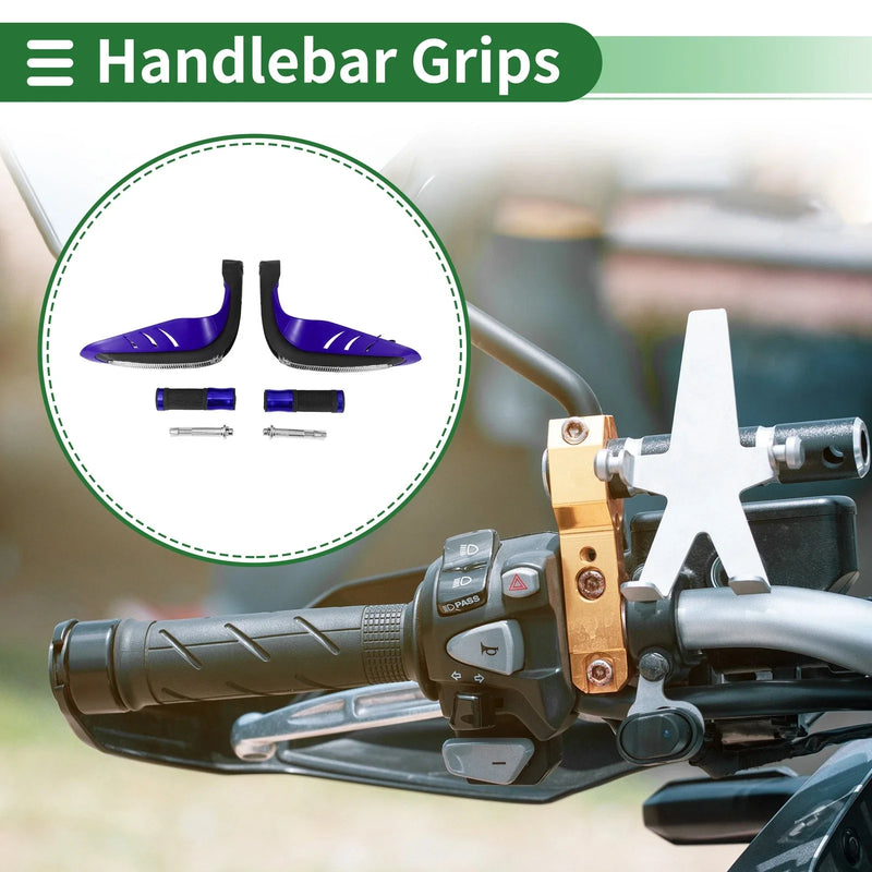 Motorcycle 7/8" 22mm Hand Grips Aluminum Blue Rhombus Pattern